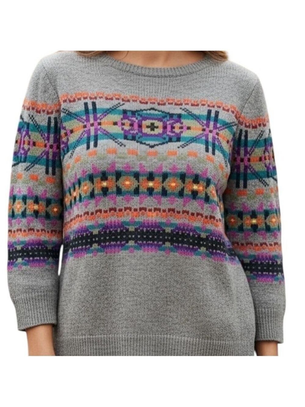 Chaps Crew Neck FairIsle Knit Sweater Size 2XL